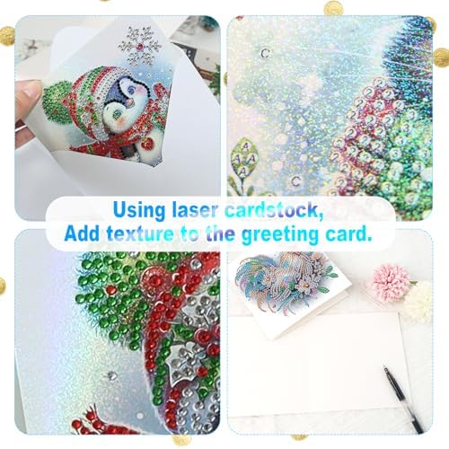 AiYuanzsh Set of 6 Animal Diamond Painting Greeting Cards - Rooster, Turtle, Elephant, Horse, and Fox Designs 5D DIY Craft Kits with Colorful Rhinestones Diamond, Perfect for Birthday and Anniversary - Image 6