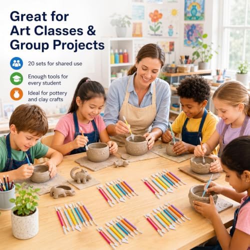 Ferrochef 20 Set 180 Pcs Clay Tools, Plastic Sculpting Tool, Colorful Style - Image 6