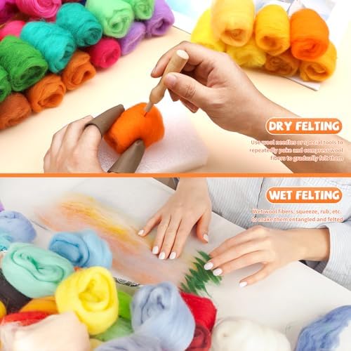 Mayboos 96 Pcs Needle Felting Wool, 48 Colors Wool Roving 3g / Pack - Image 4