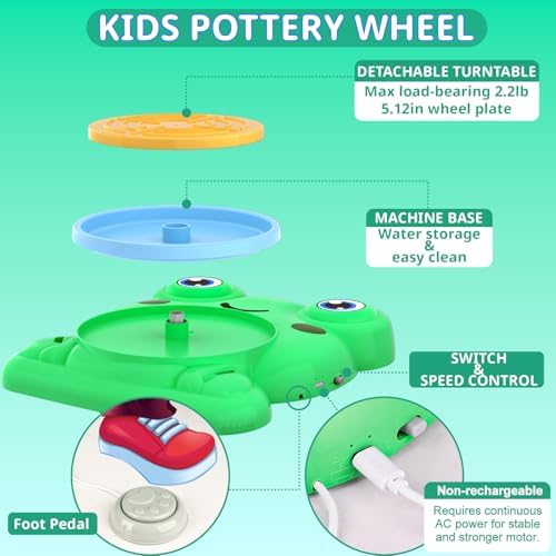 Aujazyble Pottery Wheel for Kids - Complete Pottery Painting Crafts Kit Toy - Image 3