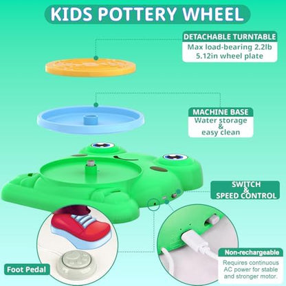 Aujazyble Pottery Wheel for Kids - Complete Pottery Painting Crafts Kit Toy - Image 3