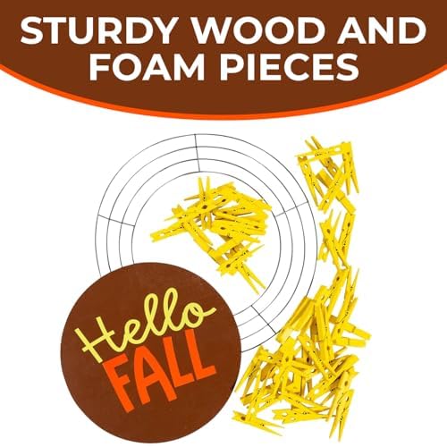 Fun Express Hello Fall Sunflower Clothespin Wreath Craft Kit - Makes 1 - Image 2