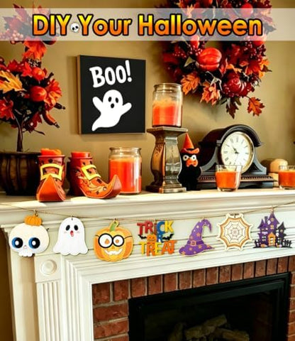 WOHOHOHO 45PCS 10 Designs Halloween Unfinished Paintable Blank with Tray - Image 5