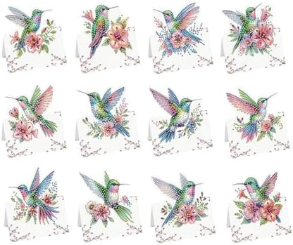 jinglinhh 12pcs Flower Hummingbird Diamond Art Painting Greeting Cards with Envelopes, DIY Card Making Kits for Adults, Diamond Art Christmas Cards for Birthday Holiday Postcards Craft Gifts by Unknown