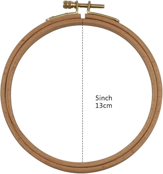 2 Pack 5 Inch Embroidery Hoop, Guofa 13CM Beech Wood Cross Stitch Hoops, Hanging Embroidery Frame Hoop for Decoration
