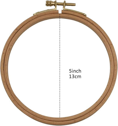 2 Pack 5 Inch Embroidery Hoop, Guofa 13CM Beech Wood Cross Stitch Hoops, Hanging Embroidery Frame Hoop for Decoration
