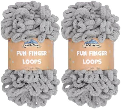 JubileeYarn Fun Finger Loops Yarn - Light Grey - 2 Skeins by BambooMN