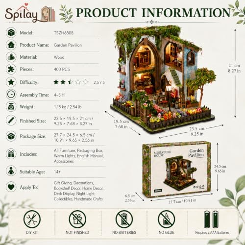 Spilay DIY Miniature House Kit for Adults, Garden Dollhouse Building Kit - Image 2