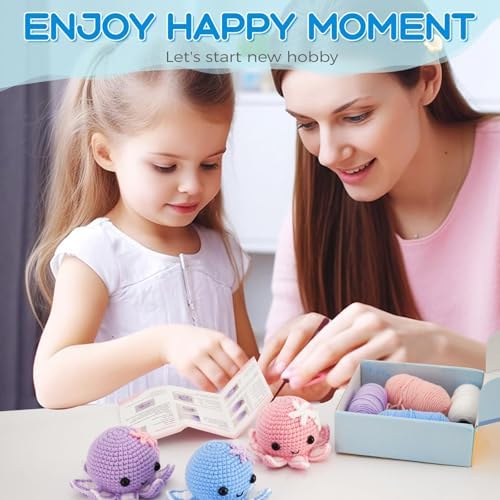 Crochet Kit for Beginners: Make 3 Cute Amigurumi Animals with Easy-to-Follow Video Tutorial, Complete Beginner Crochet Kits for Kids Adults, Creative Christmas Birthday Gift Idea for Women & Girls - Image 6