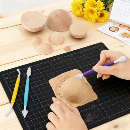 ZENFUN 8 Pcs 8 Sizes Half Round Pottery Tools Set, Wooden Ceramic Top Tool Clay Tools for Making Pottery Bowls and Plates, Wooden Split Balls Half-Round for DIY Crafts - Image 6