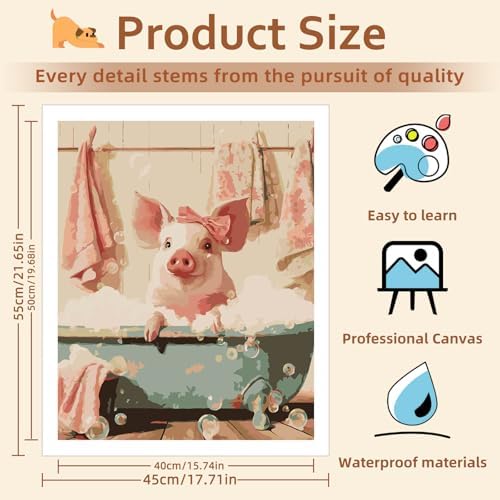 Reivworl Pig Paint by Numbers Kit for Adults Beginner 16×20 inch - Image 4