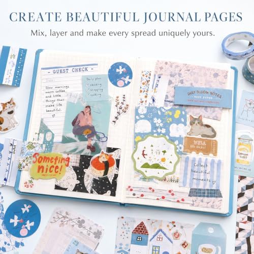 Blue Aesthetic Scrapbook Kit, Journaling Supplies Scrapbooking Gift Set - Image 2