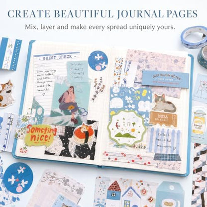 Blue Aesthetic Scrapbook Kit, Journaling Supplies Scrapbooking Gift Set - Image 2