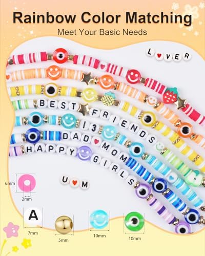 BestNow Clay Beads Bracelet Making Kit 5000 Pcs Friendship Bracelet Kits Flat Beads for Jewelry Making Polymer Heishi Beads Set for Bracelet Necklace DIY Crafts Gift for Girls Ages 6-12 - Image 3