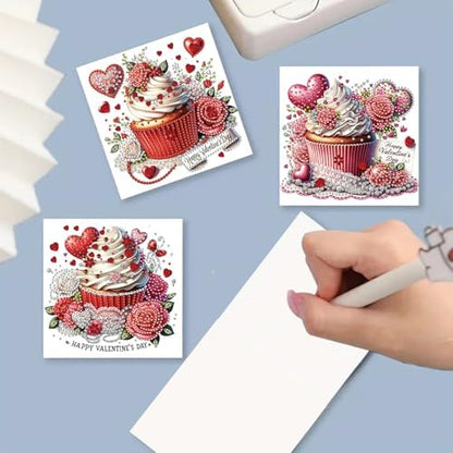 DIY Diamond Greeting Cards Set, 5D DIY Diamond Art Painting Festival Style Greeting Card, DIY Christmas Card Making Kits for Family Friends Handmade Gift-#15-6PC Cupcakes - Image 4
