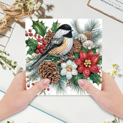 6Pcs Diamond Art Greeting Cards with Envelopes Merry Christmas Xmas Bird Diamond Art Painting Greeting Cards DIY Diamond Art Crafts for Adults - Image 5