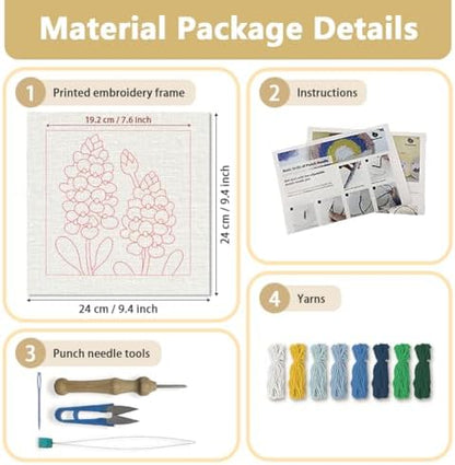 Doodlream Bluebonnet Flower DIY Punch Needle Embroidery Kit for Beginner - Image 2