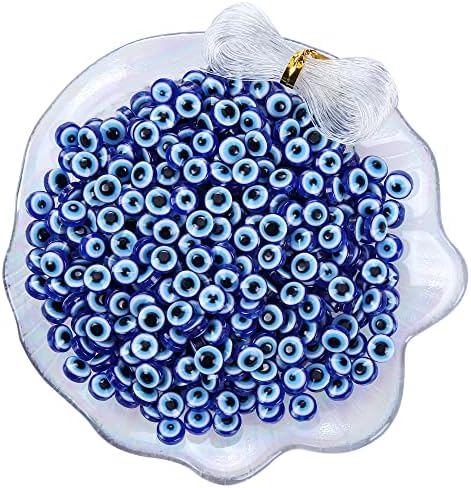 Resin Blue Evil Eye Beads for Jewelry Making, Hamsa Beads, DIY Arts and Crafts Projects 0.31 in, 200 Pieces (Royal Blue M) by LUBINGSHINE