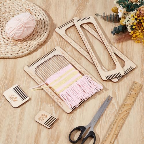 BENECREAT 5 Pcs Rectangle Weaving Loom Kit, 5 Styles Bookmark Weaving Tool, Loom Tool for Beginners and Weaving Enthusiasts - Image 4