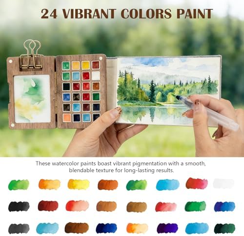 Mini Watercolor Paint Set, 24 Colors Travel Watercolor Set - Image 3