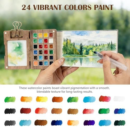 Mini Watercolor Paint Set, 24 Colors Travel Watercolor Set - Image 3