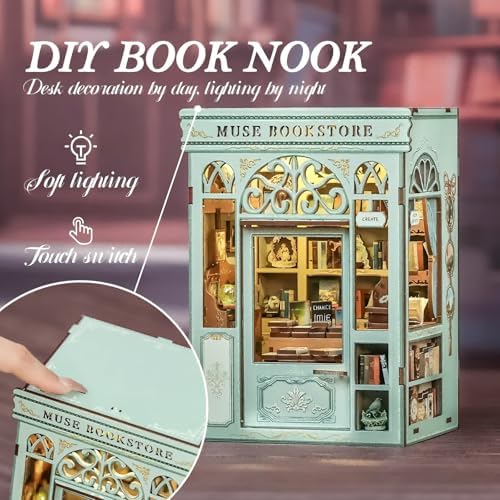 Fsolis Book Nook Kit - 3D Wooden Puzzles for Adults (Muse Bookstore) - Image 5