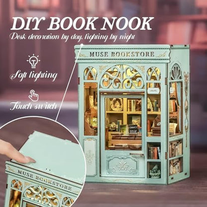 Fsolis Book Nook Kit - 3D Wooden Puzzles for Adults (Muse Bookstore) - Image 5