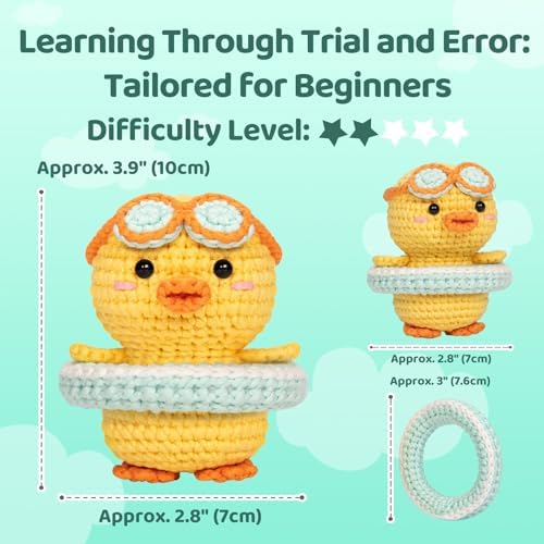 Mewaii Summer Duck Crochet Kit for Beginners, 40% Extra Yarn - Image 5
