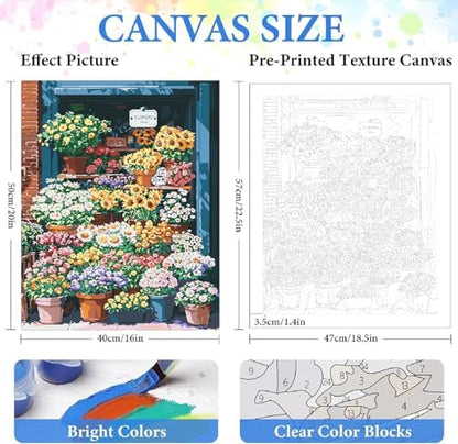 ZRIZQ Paint by Numbers Kit for Adults Beginners,Floral DIY Painting Set,Relaxing Creative Craft Activity,16x20 Inch-Flowers 16 - Image 2