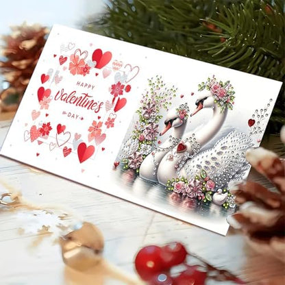DIY Diamond Greeting Cards Set, 5D DIY Diamond Art Painting Festival Style Greeting Card, DIY Christmas Card Making Kits for Family Friends Handmade Gift-#16-6PC Swan Couple - Image 6