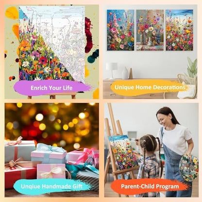 3 Pack Floral Framed Paint by Numbers for Adult with Wooden Easel 8x12 inch - Image 7