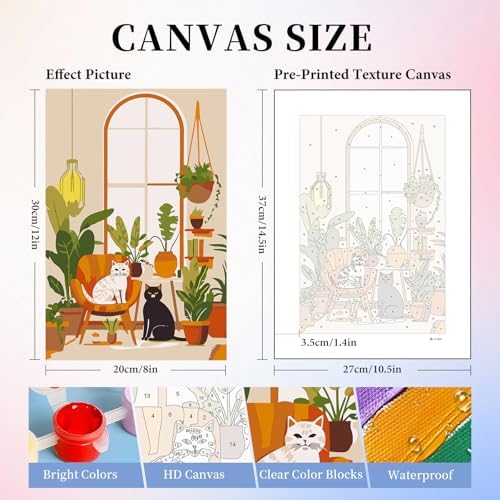 6 Pack Paint by Numbers Kit for Adults, Black Cats Canvas Painting Set - Image 3