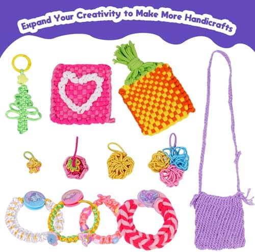 Souroyea Weaving Loom Kit Toys, 6-in-1 Friendship Bracelet Craft Making Kits for Kids, Gifts for Girls Ages 5 6 7 8-12, Easy Potholder Loom Knitting Activity for Beginners - Image 4