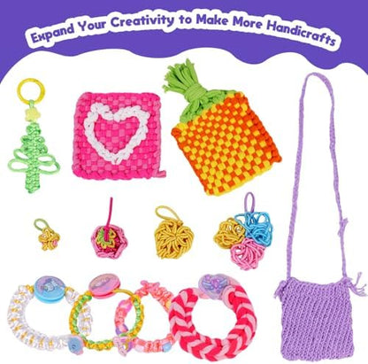 Souroyea Weaving Loom Kit Toys, 6-in-1 Friendship Bracelet Craft Making Kits for Kids, Gifts for Girls Ages 5 6 7 8-12, Easy Potholder Loom Knitting Activity for Beginners - Image 4