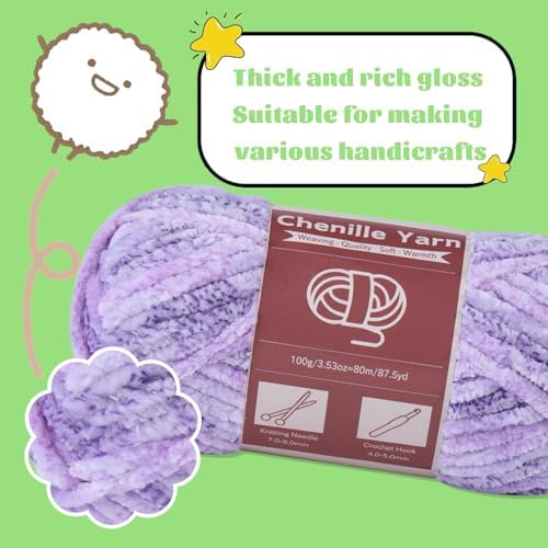 LUNARM Chenille Yarn for Crochet Knitting Chunky Blanket Velvet Yarn - Image 4