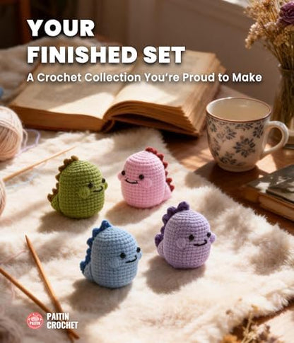 PAITIN Crochet Starter Kit – Easy DIY Craft Set for Adult Beginners, Handmade Yarn Art Project with Video Guidance (Dinosaur) - Image 2