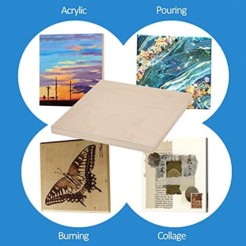 Falling in Art 4 Pack 10x10’’ Unfinished Birch Wood Panels Kit for Painting - Image 2