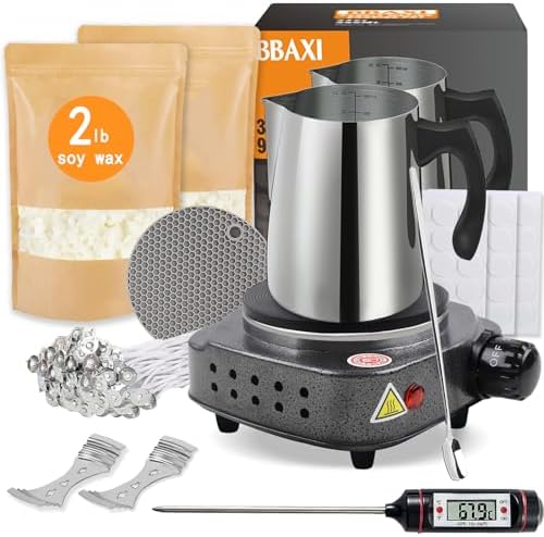 BBAXI Candle Making Kit with Hot Plate for Melting Wax with 2lb Soy Wax by BBAXI