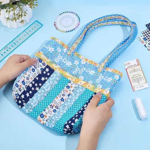 WEBEEDY DIY Small Bag Quilted Kit Handmade Rectangular Quilted Bag Starter Kit with 21 PCS Fabric, Quilting Tools and Step-by-Step Video Tutorial for Beginners Adults DIY Sewing Patchwork Craft - Image 4