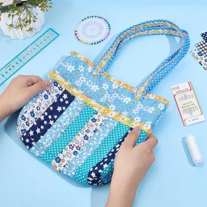 WEBEEDY DIY Small Bag Quilted Kit Handmade Rectangular Quilted Bag Starter Kit with 21 PCS Fabric, Quilting Tools and Step-by-Step Video Tutorial for Beginners Adults DIY Sewing Patchwork Craft - Image 4