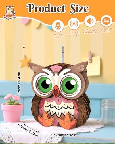 3D Wooden Puzzles for Adults, Big-Eyed Adorable Owl Bluetooth Speaker Model Kit, 3D Puzzles for Adults Room Home Decor DIY Craft Kit, Holiday Birthday Christmas Day Gifts for Men Women Teens - Image 5
