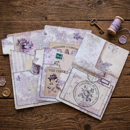 Lilac & Lace Reverie Junk Journal Folio Kit, Vintage Scrapbook DIY Handcraft Supplies, Creative Mini Folder & Booklet Making Set for Handmade Art Projects - Image 6