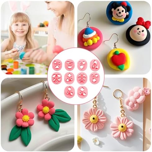 JJUNW 10 Pcs Mini Polymer Clay Cutters, Floral Leaf Shapes Polymer Clay Molds Polymer Clay Earring Cutters, Polymer Clay Kit for DIY Tools Jewelry Earrings Making - Image 3