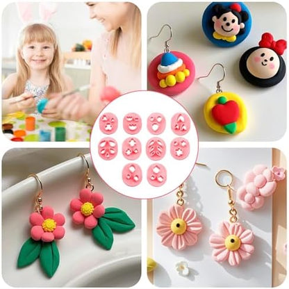JJUNW 10 Pcs Mini Polymer Clay Cutters, Floral Leaf Shapes Polymer Clay Molds Polymer Clay Earring Cutters, Polymer Clay Kit for DIY Tools Jewelry Earrings Making - Image 3