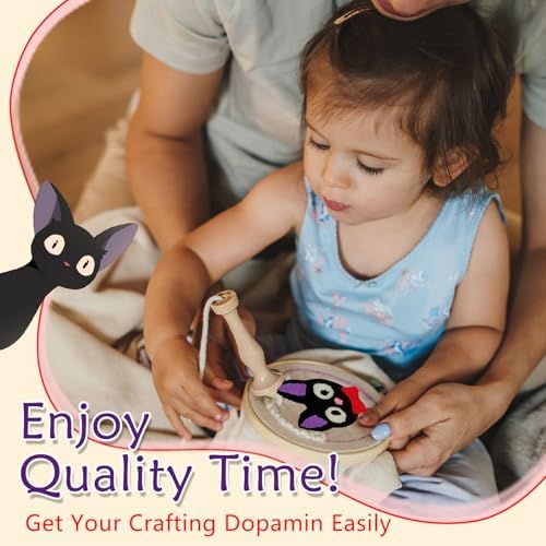 PUNICA Punch Needle Kit for Beginners, Kids & Adults Coaster Set of 6, Easy DIY Embroidery Set Starter Craft Gift with Cute Cartoon Decoration - Image 3