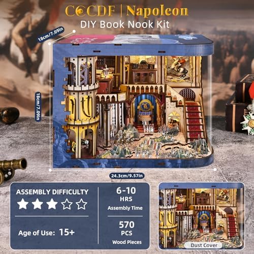 CCCDF Book Nook Kit, Napoleon DIY 3D Wooden Puzzle with LED - Image 2