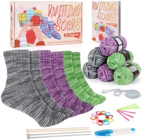 Katech Knitting Kit for Beginner Adults W/Socks Step-by-Step Instruction by Katech