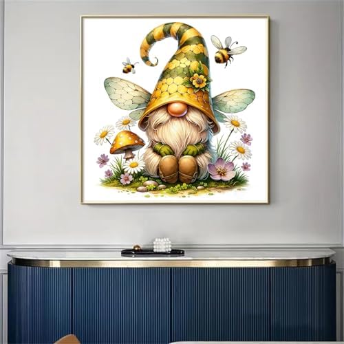 Gnome Stamped Cross Stitch Kits for Adults Beginner, Flowers bee Counted Cross Stitch Kits Printed Stitching Cute Patterns Dimensions Needlepoint Art Crafts Embroidery Kits for Adults - Image 3