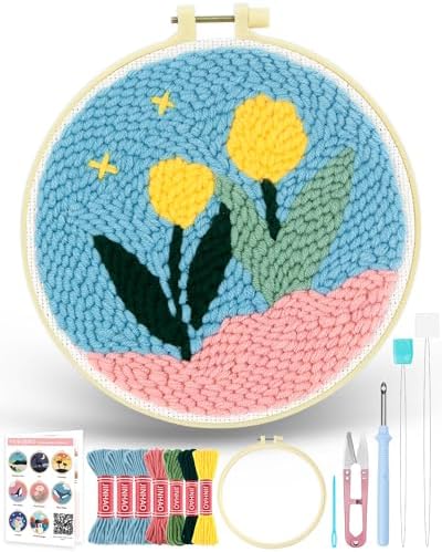 FIVEIZERO Punch Needle Kit for Beginners,Yellow Flower Patterns by FIVEIZERO