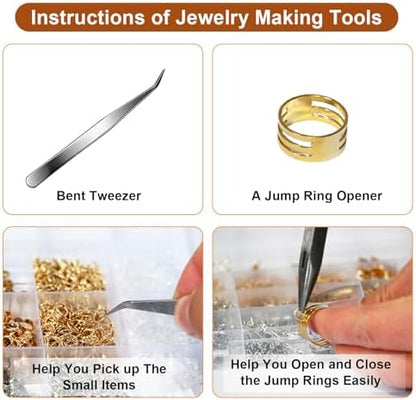 3824Pcs Earring Making Kit with Jewelry Pliers – Complete DIY Earring Supplies Including Hooks, Eye Pins, Jump Rings, Hypoallergenic Jewelry Findings for Beginners and Professionals - Image 4